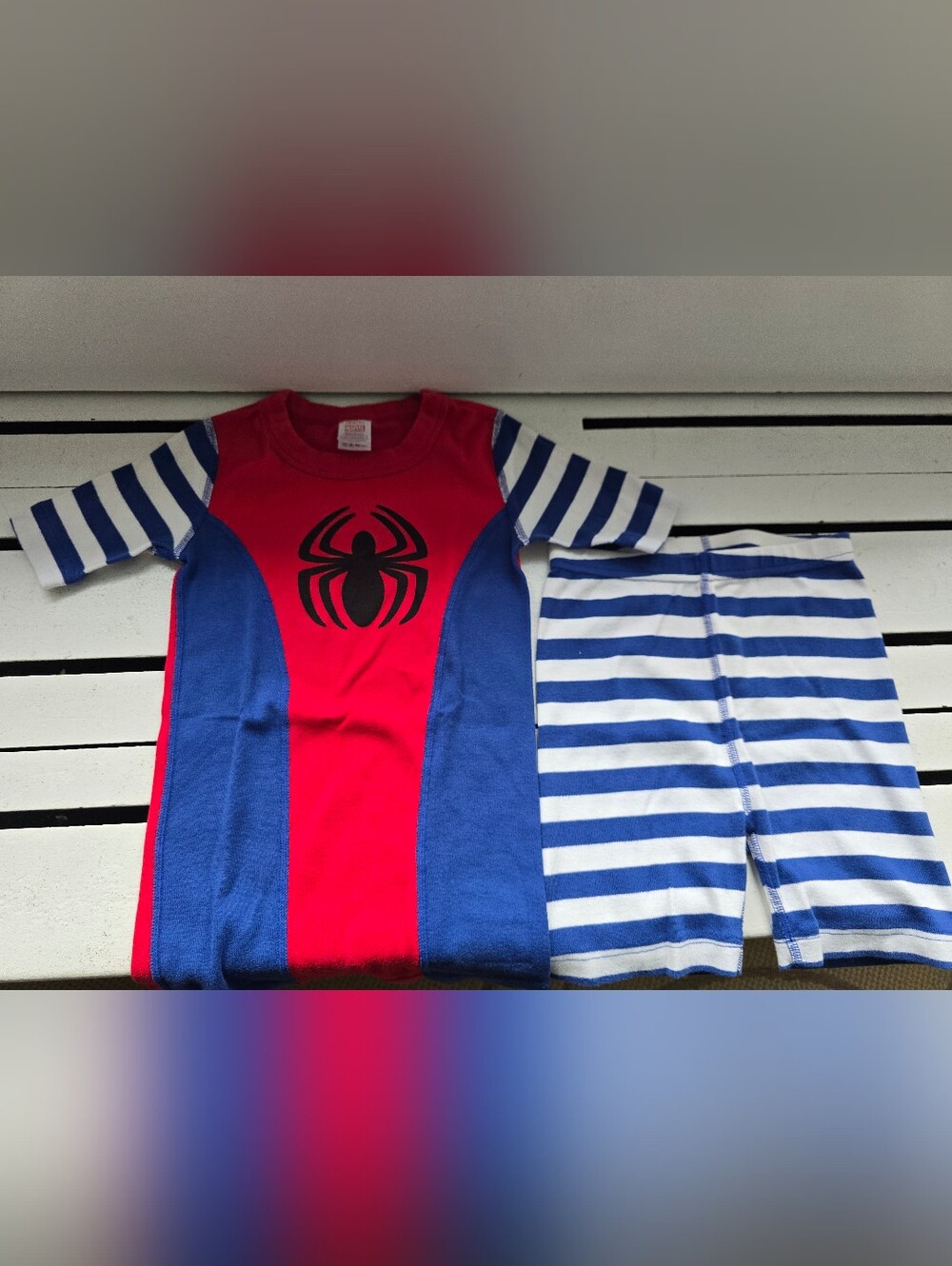 Hanna Andersson Red & Blue Spider Raglan Short Pajama Set